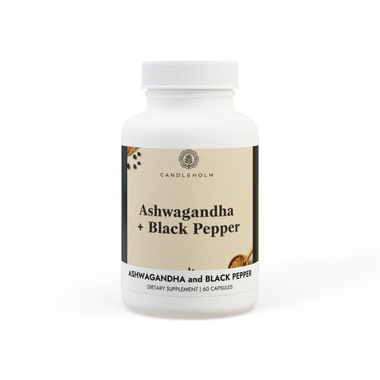 Candleholm Ashwagandha + Black Pepper Supplement (60 capsules) - Candleholm