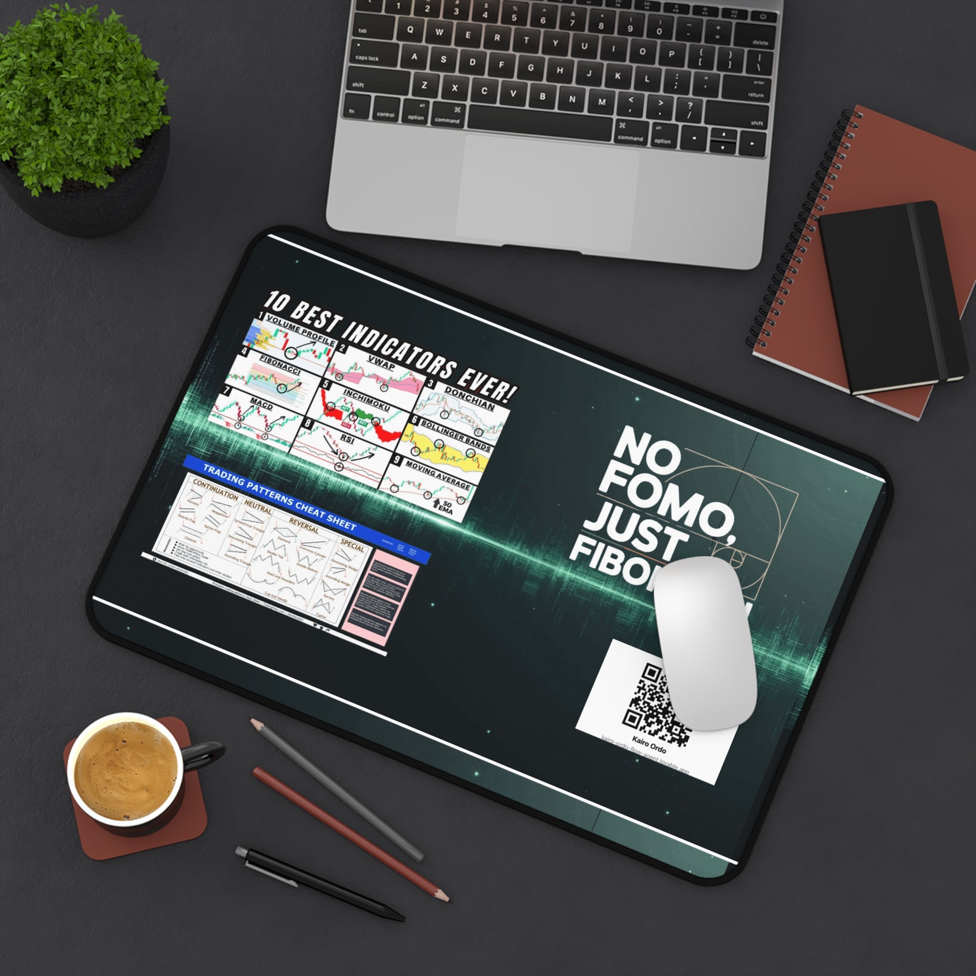 Fibonacci Trading Desk Mat - Stylish Mouse Pad for Traders, Office Decor, Gift for Stock Market Enthusiasts, Desk Accessories, [...] - Candleholm