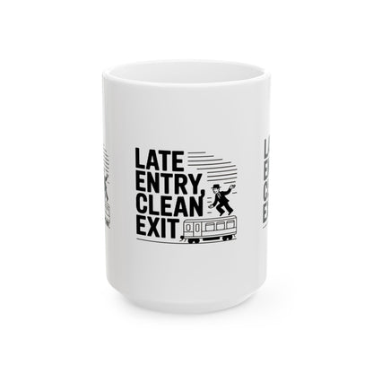 Late Entry, Clean Exit – Trader’s Precision Mug | Gift for Commuters, Office Humor, Morning Coffee - Candleholm