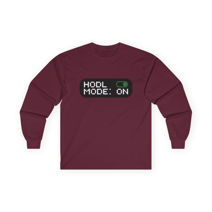 HODL Mode Long Sleeve Tee, Crypto Gift, Unisex T-Shirt, Investment Apparel, Funny Meme Shirt, Casual Wear, Layering Top - Candleholm