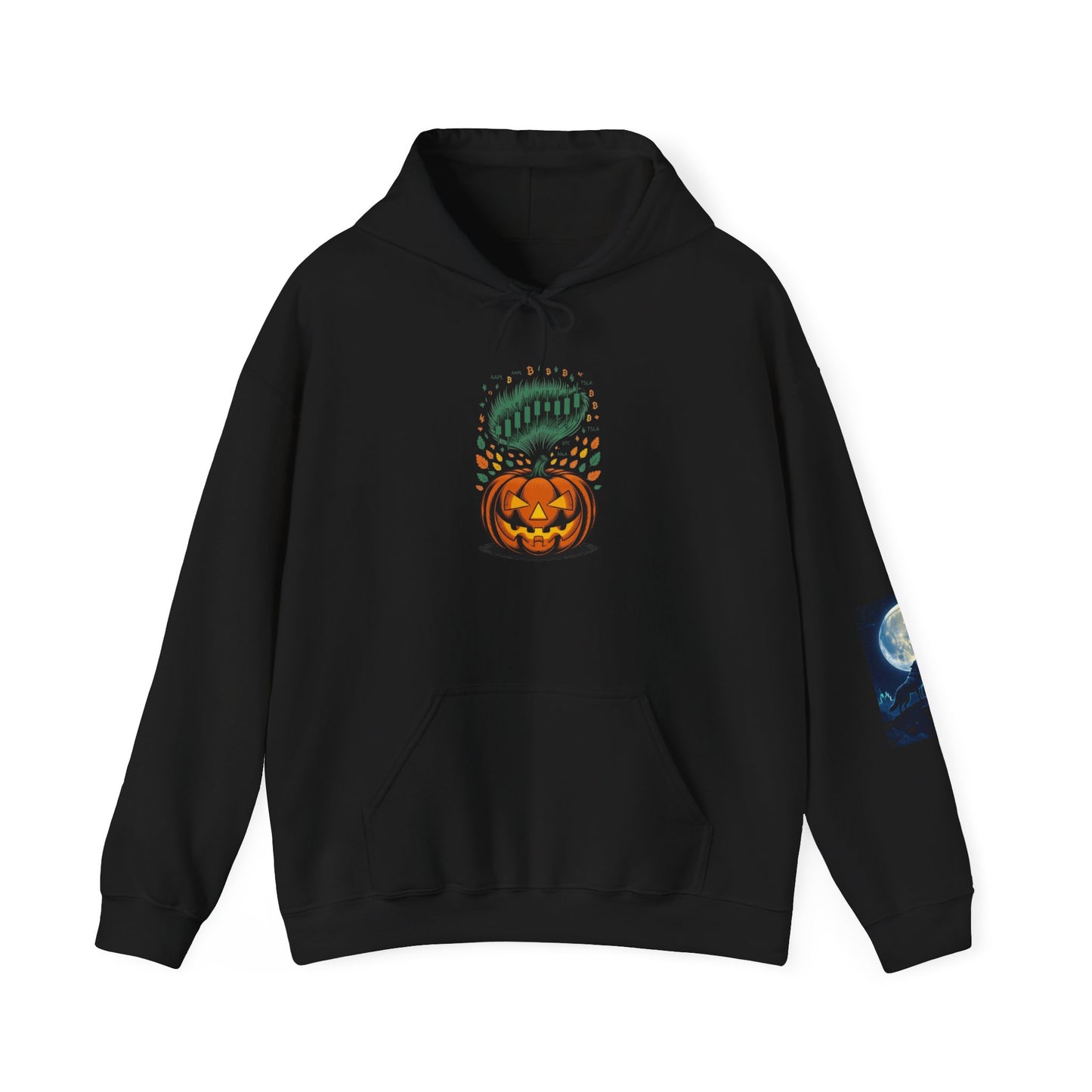 Pumpkin Pump – Bullish Halloween Rally Hoodie  Cozy Unisex Sweatshirt for Fall, Pumpkin and Moon Design, Perfect for Autumn Celebrations, Comfortable Gift [...] - Candleholm