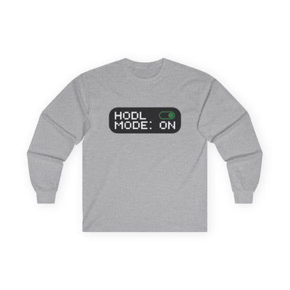 HODL Mode Long Sleeve Tee, Crypto Gift, Unisex T-Shirt, Investment Apparel, Funny Meme Shirt, Casual Wear, Layering Top - Candleholm