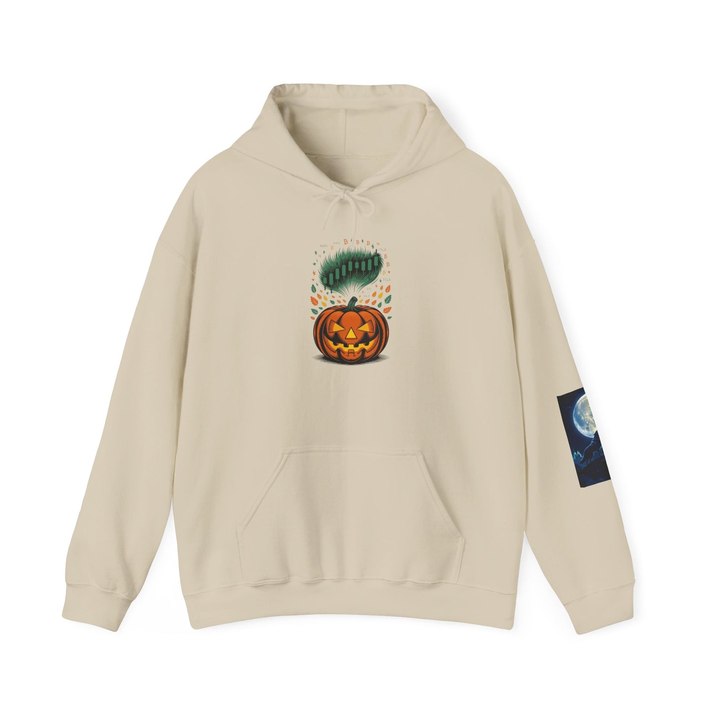 Pumpkin Pump – Bullish Halloween Rally Hoodie  Cozy Unisex Sweatshirt for Fall, Pumpkin and Moon Design, Perfect for Autumn Celebrations, Comfortable Gift [...] - Candleholm