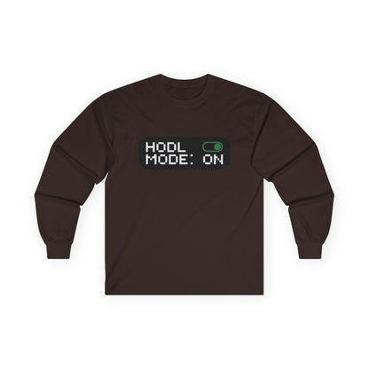 HODL Mode Long Sleeve Tee, Crypto Gift, Unisex T-Shirt, Investment Apparel, Funny Meme Shirt, Casual Wear, Layering Top - Candleholm