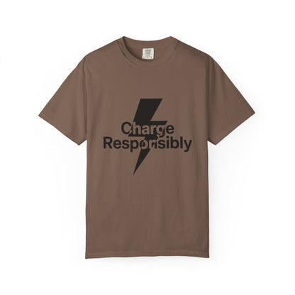 Charge Responsibly T-Shirt | Eco-Friendly Fashion, Electric Vibes - Candleholm
