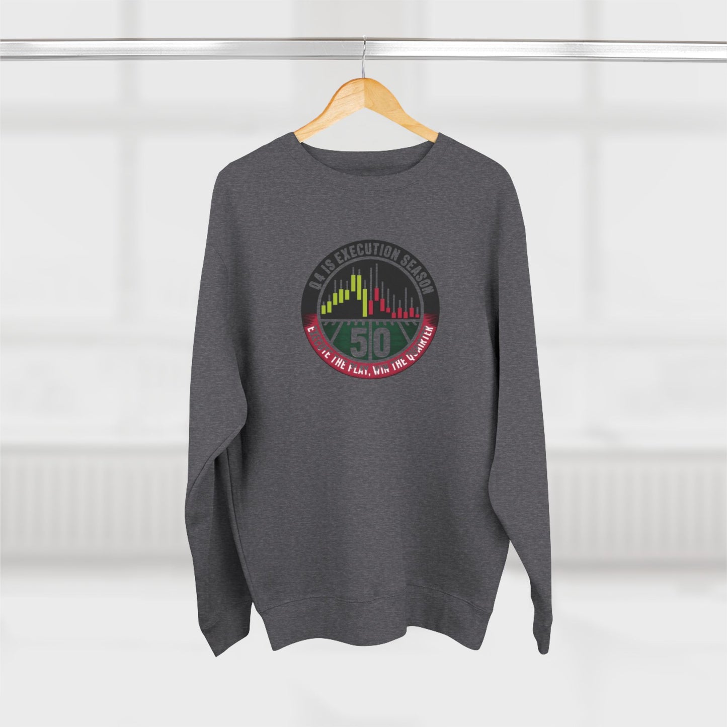 Q4 Execution Season Unisex Crewneck Sweatshirt - Trading Charts Gridiron Design - Candleholm