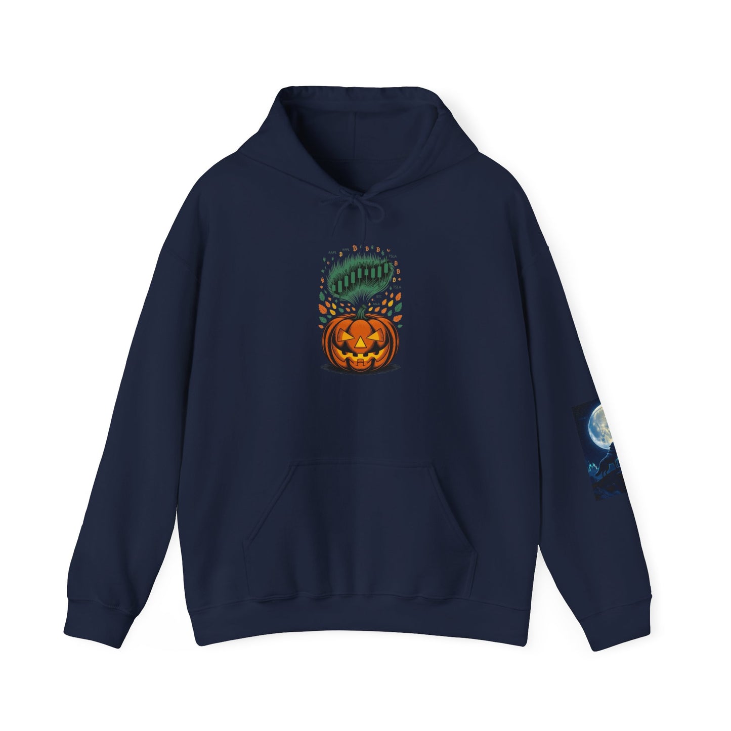 Pumpkin Pump – Bullish Halloween Rally Hoodie  Cozy Unisex Sweatshirt for Fall, Pumpkin and Moon Design, Perfect for Autumn Celebrations, Comfortable Gift [...] - Candleholm