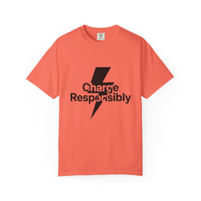 Charge Responsibly T-Shirt | Eco-Friendly Fashion, Electric Vibes - Candleholm