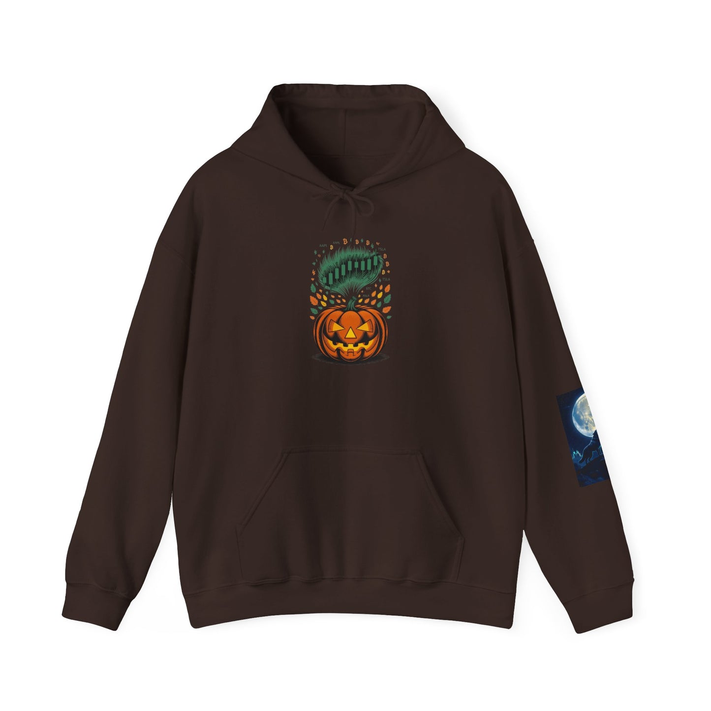 Pumpkin Pump – Bullish Halloween Rally Hoodie  Cozy Unisex Sweatshirt for Fall, Pumpkin and Moon Design, Perfect for Autumn Celebrations, Comfortable Gift [...] - Candleholm