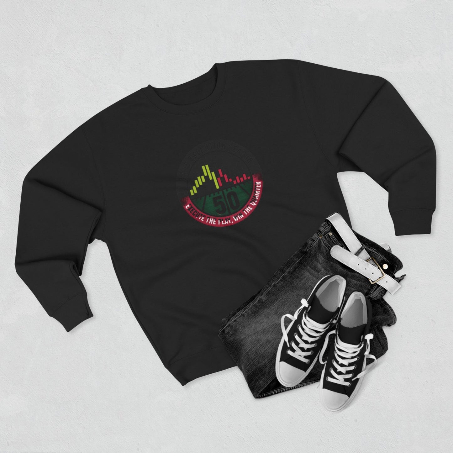 Q4 Execution Season Unisex Crewneck Sweatshirt - Trading Charts Gridiron Design - Candleholm