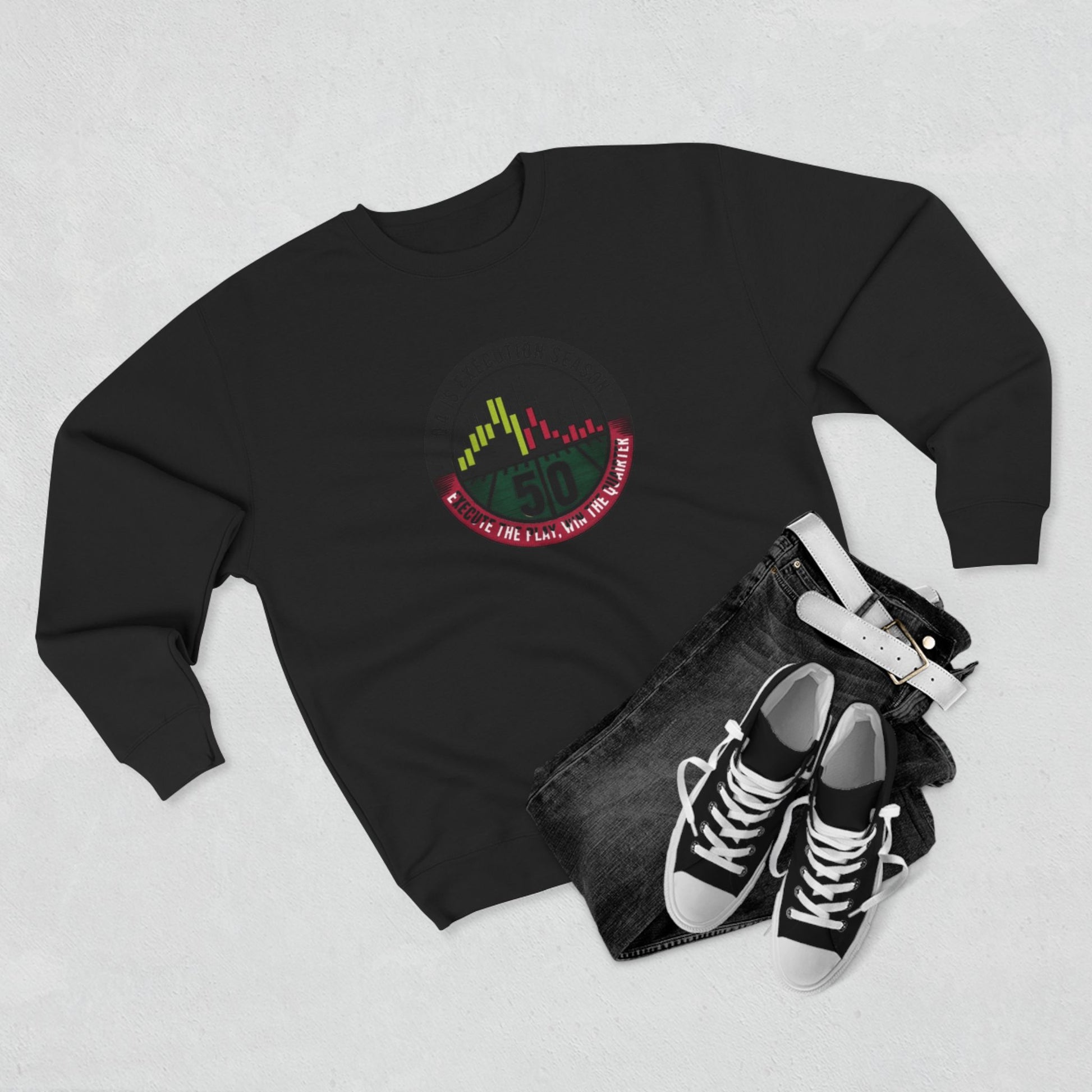 Q4 Execution Season Unisex Crewneck Sweatshirt - Trading Charts Gridiron Design - Candleholm
