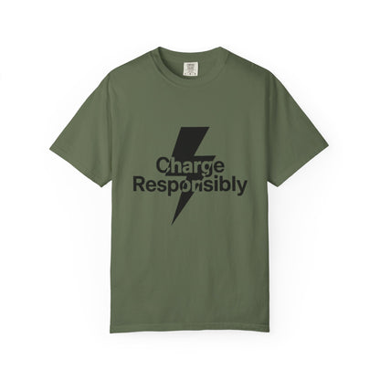 Charge Responsibly T-Shirt | Eco-Friendly Fashion, Electric Vibes - Candleholm