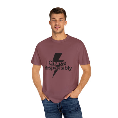 Charge Responsibly T-Shirt | Eco-Friendly Fashion, Electric Vibes - Candleholm