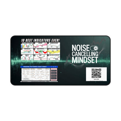 Trading Desk Mat with Indicators | Noise Cancelling Mindset | Office Decor, Gaming Mat, Study Surface, Gift for Traders - Candleholm