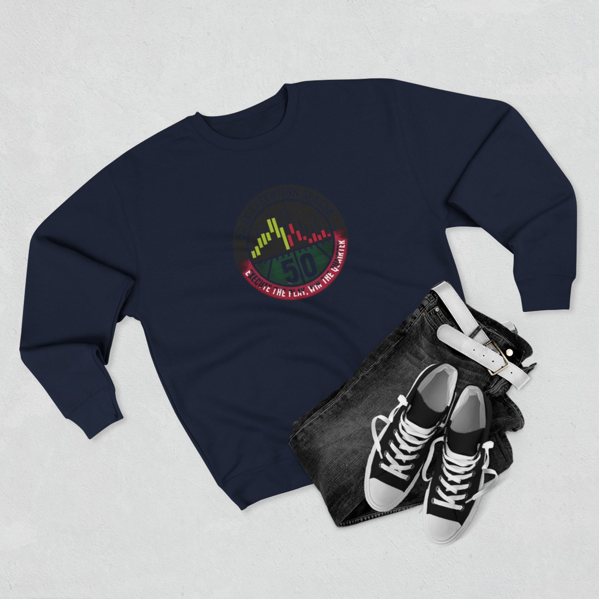 Q4 Execution Season Unisex Crewneck Sweatshirt - Trading Charts Gridiron Design - Candleholm