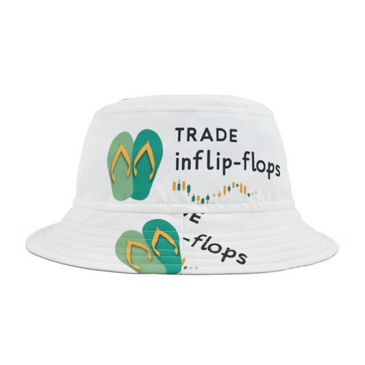 TRADE IN FLIP FLOPS  All-Over Print Bucket Hat, Summer Fashion Accessory, Sun Protection Hat, Gift for Outdoorsy Friends, Trendy Beachwear - Candleholm