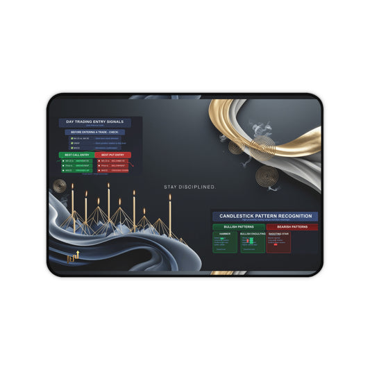Stay Disciplined Trading Desk Mat, Motivational Day Trading Entry Signals - Candleholm
