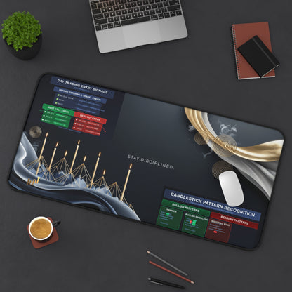 Stay Disciplined Trading Desk Mat, Motivational Day Trading Entry Signals - Candleholm