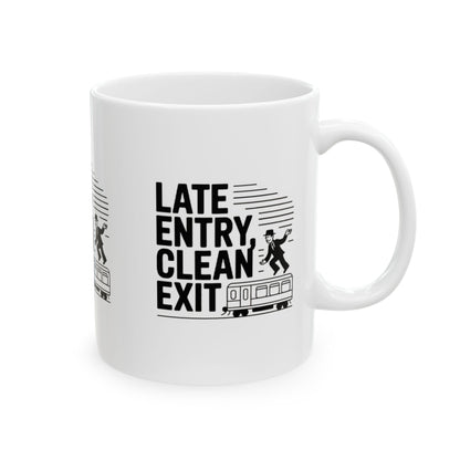 Late Entry, Clean Exit – Trader’s Precision Mug | Gift for Commuters, Office Humor, Morning Coffee - Candleholm
