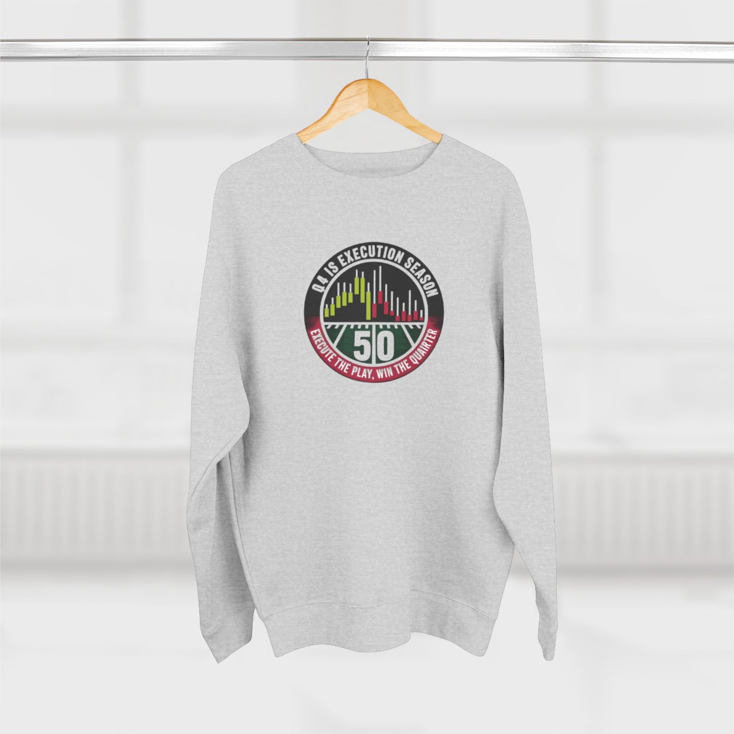 Q4 Execution Season Unisex Crewneck Sweatshirt - Trading Charts Gridiron Design - Candleholm