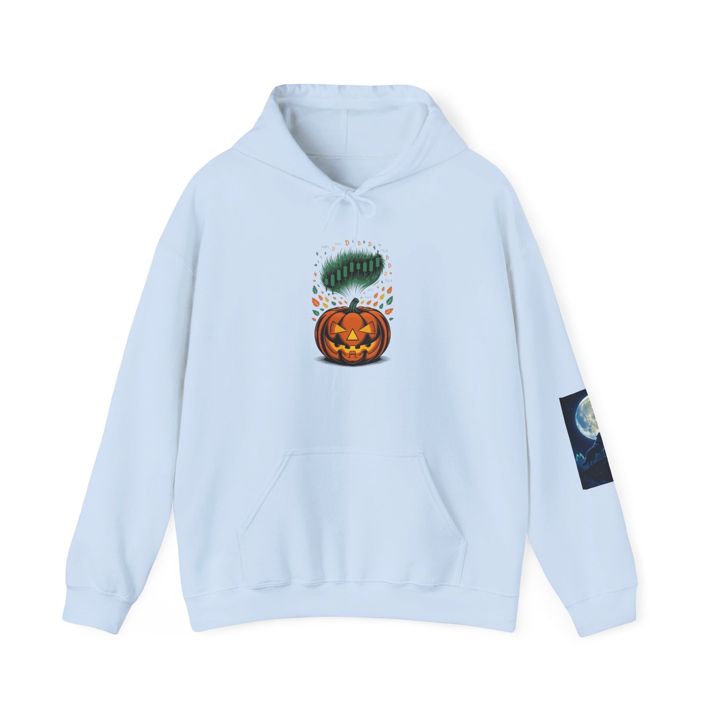 Pumpkin Pump – Bullish Halloween Rally Hoodie  Cozy Unisex Sweatshirt for Fall, Pumpkin and Moon Design, Perfect for Autumn Celebrations, Comfortable Gift [...] - Candleholm