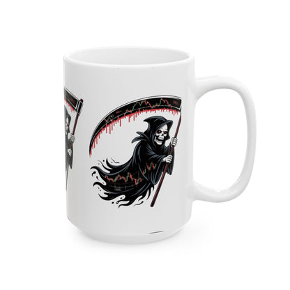The Bearish Reaper Mug, Halloween, Spooky Decor, Gift for Horror Fans, Unique Drinkware, Morbid Coffee Cup - Candleholm