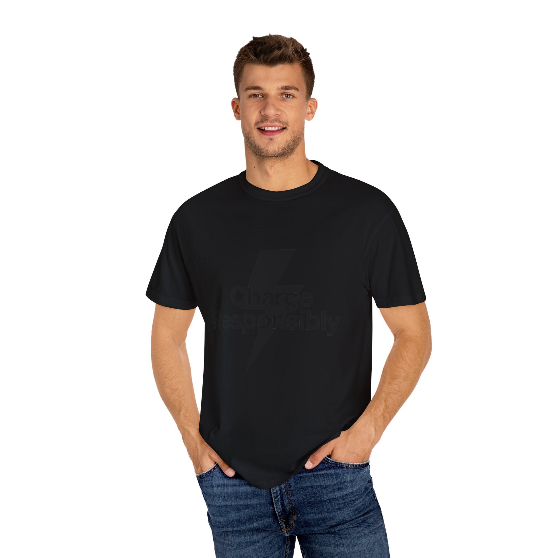 Charge Responsibly T-Shirt | Eco-Friendly Fashion, Electric Vibes - Candleholm