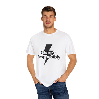 Charge Responsibly T-Shirt | Eco-Friendly Fashion, Electric Vibes - Candleholm