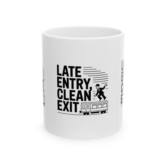 Motivational trading mug next to stock market book on desk with laptop and charts